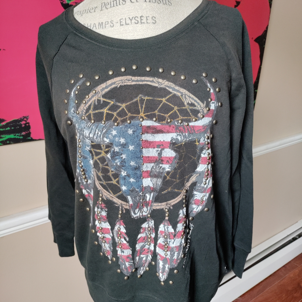Ralph Lauren Denim Supply Americana Sweatshirt with American Flag Graphic